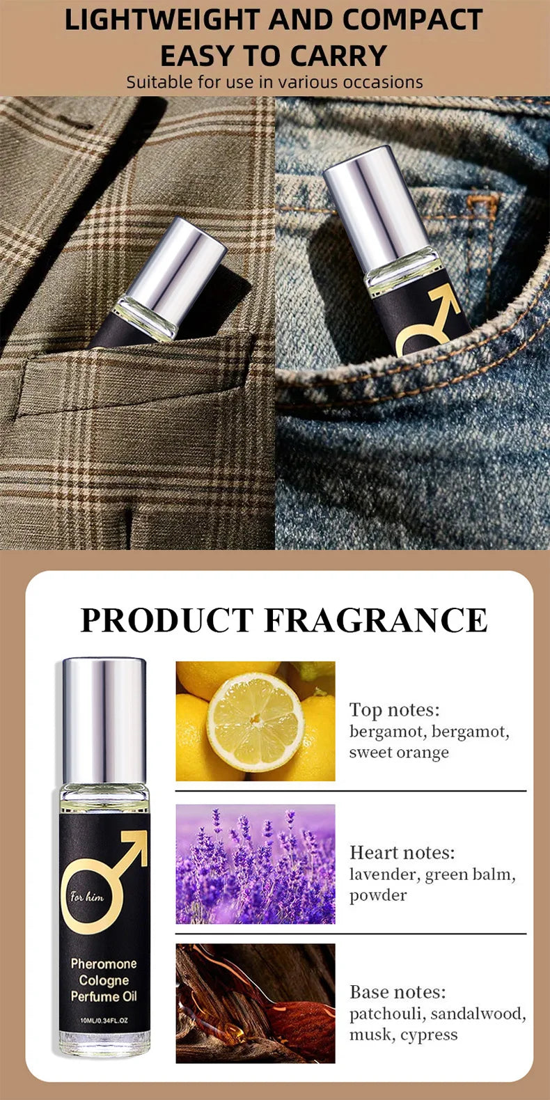 Long-Lasting Men's Pheromone Roll-On Cologne