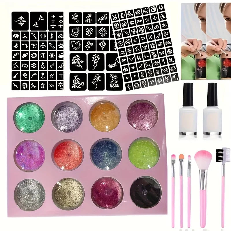 Glitter Temporary Tattoo Kit for Parties and Events