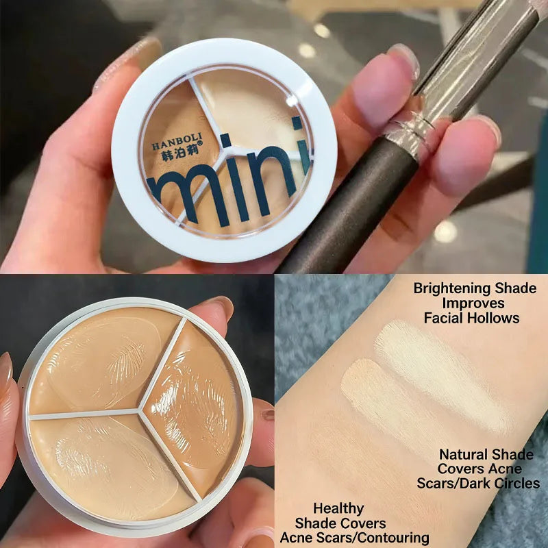 3-Color Cream Concealer Palette for Flawless Coverage