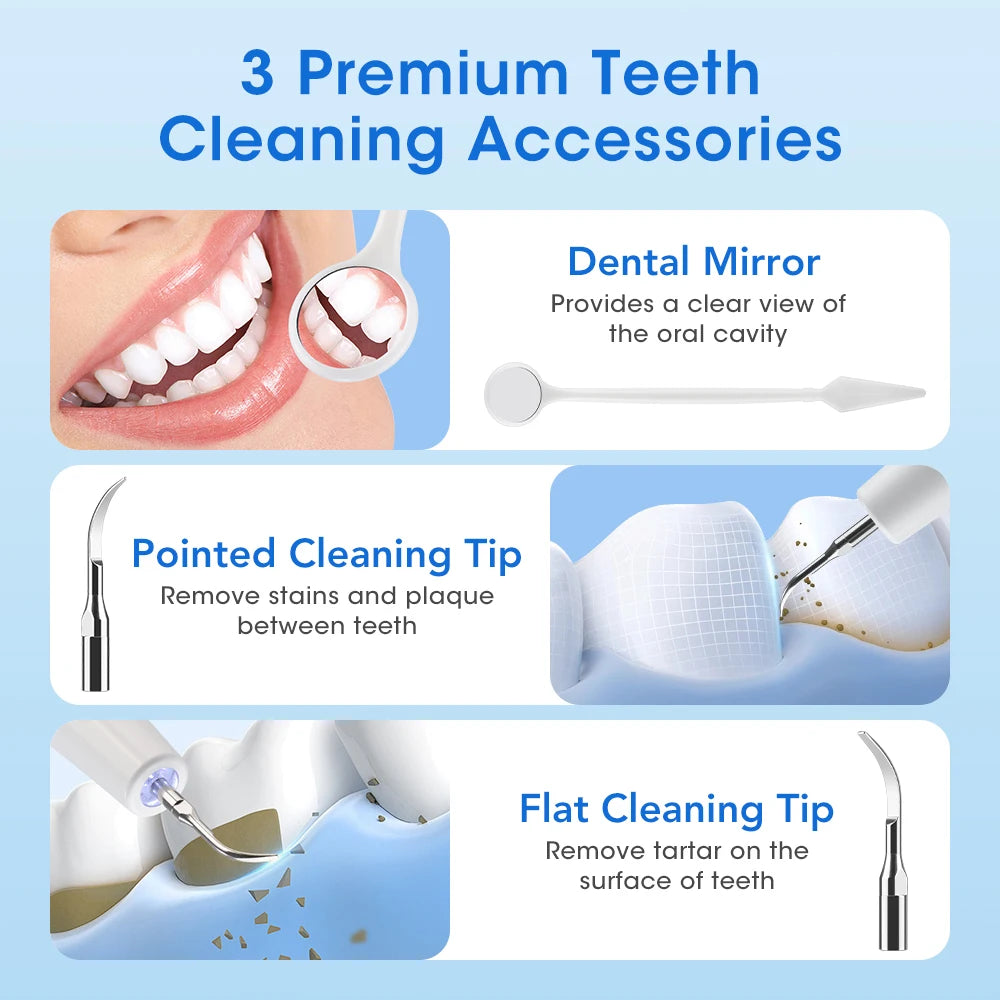Ultrasonic Electric Teeth Cleaning Plaque Remover Kit - 4