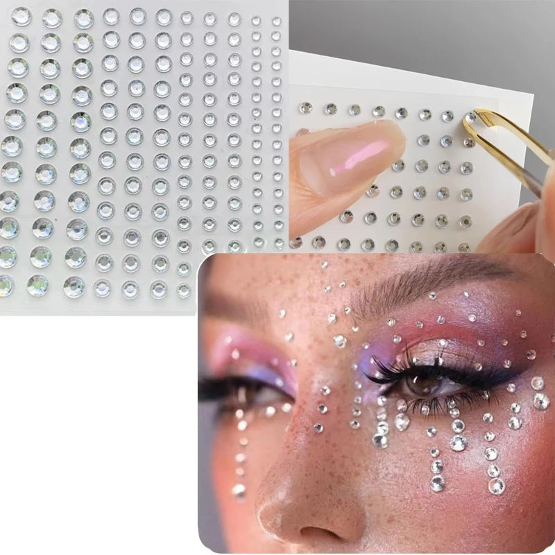 Self-Adhesive Crystal Face and Body Gem Stickers - 1