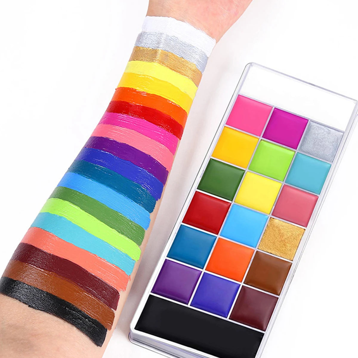 20-Color Professional Face and Body Paint Palette for Parties - 9