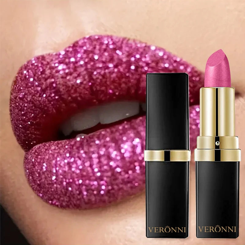 Metallic Pearl Finish Long-Lasting Lipstick