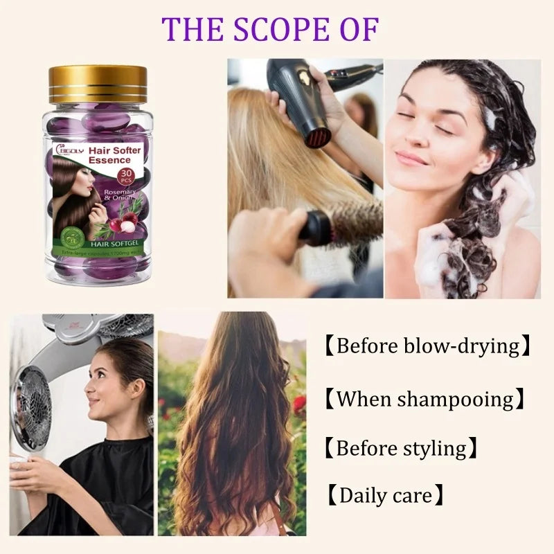 Rosemary Onion Hair Smoothing Serum Capsules for Frizz-Free Shine