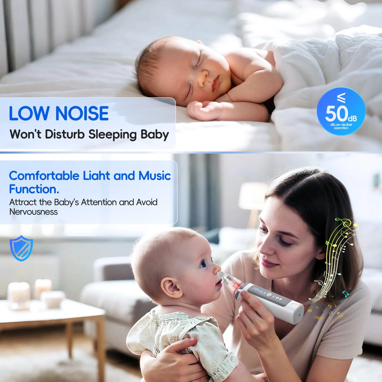 Electric Baby Nasal Aspirator with Music and 3 Suction Modes - 2