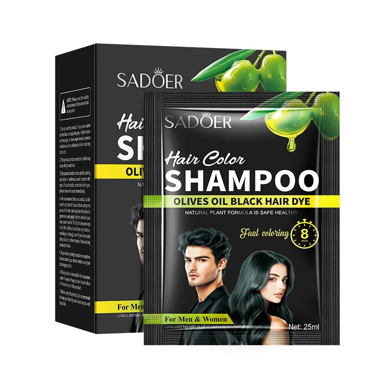Instant Black Hair Dye Shampoo for Gray Hair Coverage