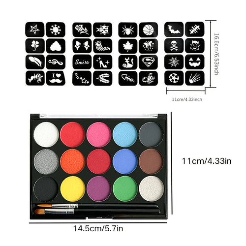 15-Color Professional Face and Body Paint Palette