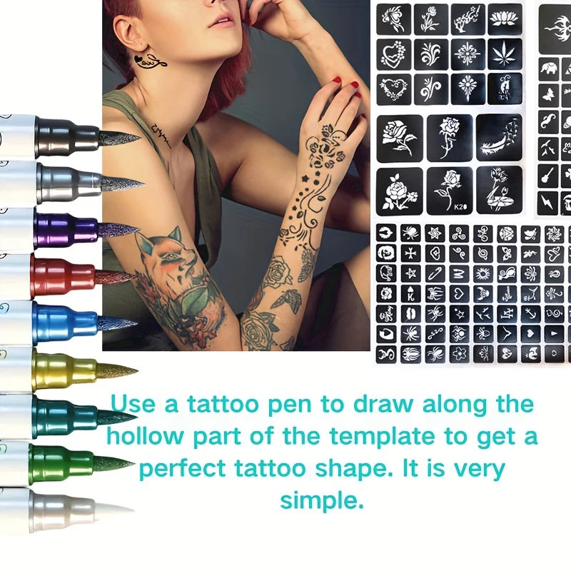 Temporary Body Art Tattoo Marker Pen Set