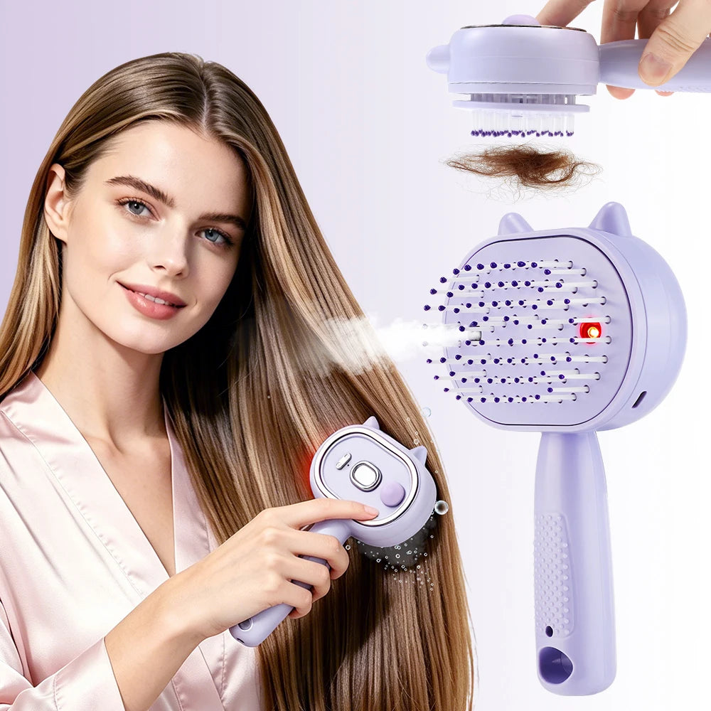 3-in-1 Hydrating Steam Hair Brush and Scalp Massager