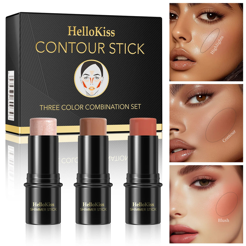 3-Piece Cream Contouring and Highlighting Makeup Stick Set