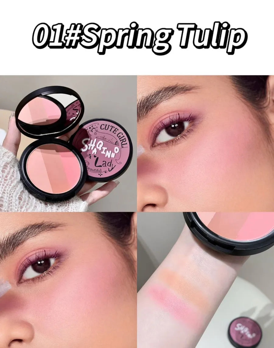 Triple-Tone Gradient Matte Highlighter and Blush Palette
