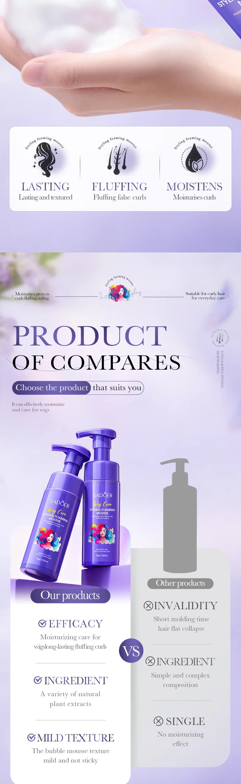Volumizing Hair Styling Mousse for Natural Hold and Shine