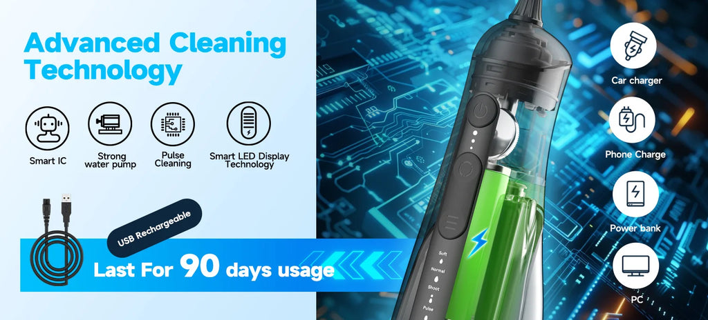 Portable Cordless Water Flosser for Teeth and Braces