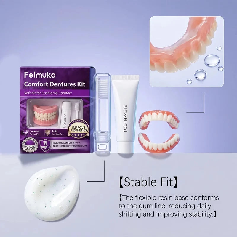 Comfortable Silicone Denture Set for Instant Smile Transformation - 12