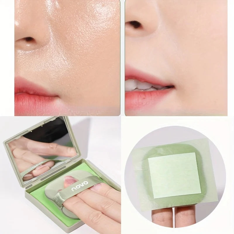 Portable Oil Blotting Sheets with Mirror and Puff