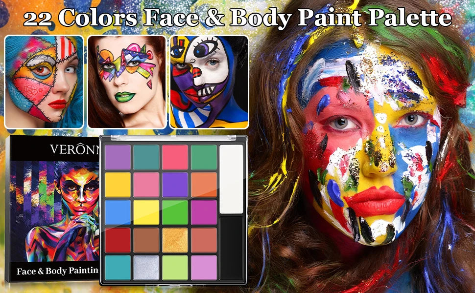 Professional Multi-Color Face and Body Paint Palette - 6
