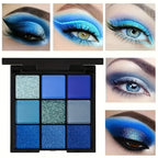 9-Color Blue Eyeshadow Palette for Bold Eye Looks