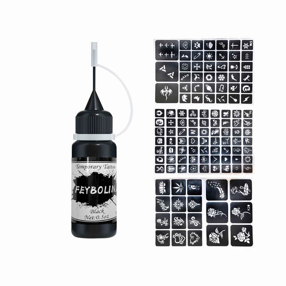 Temporary Tattoo Ink Kit with Stencils
