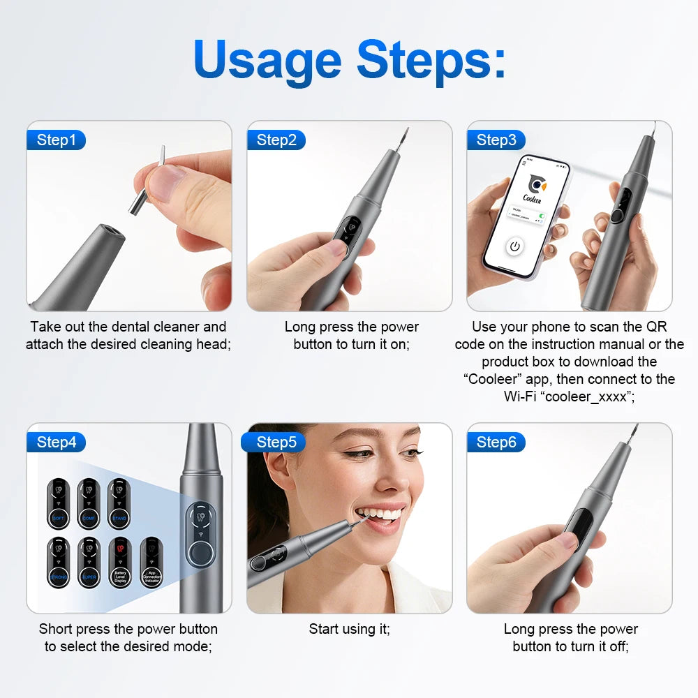 Visual Ultrasonic Teeth Cleaning & Plaque Removal Tool
