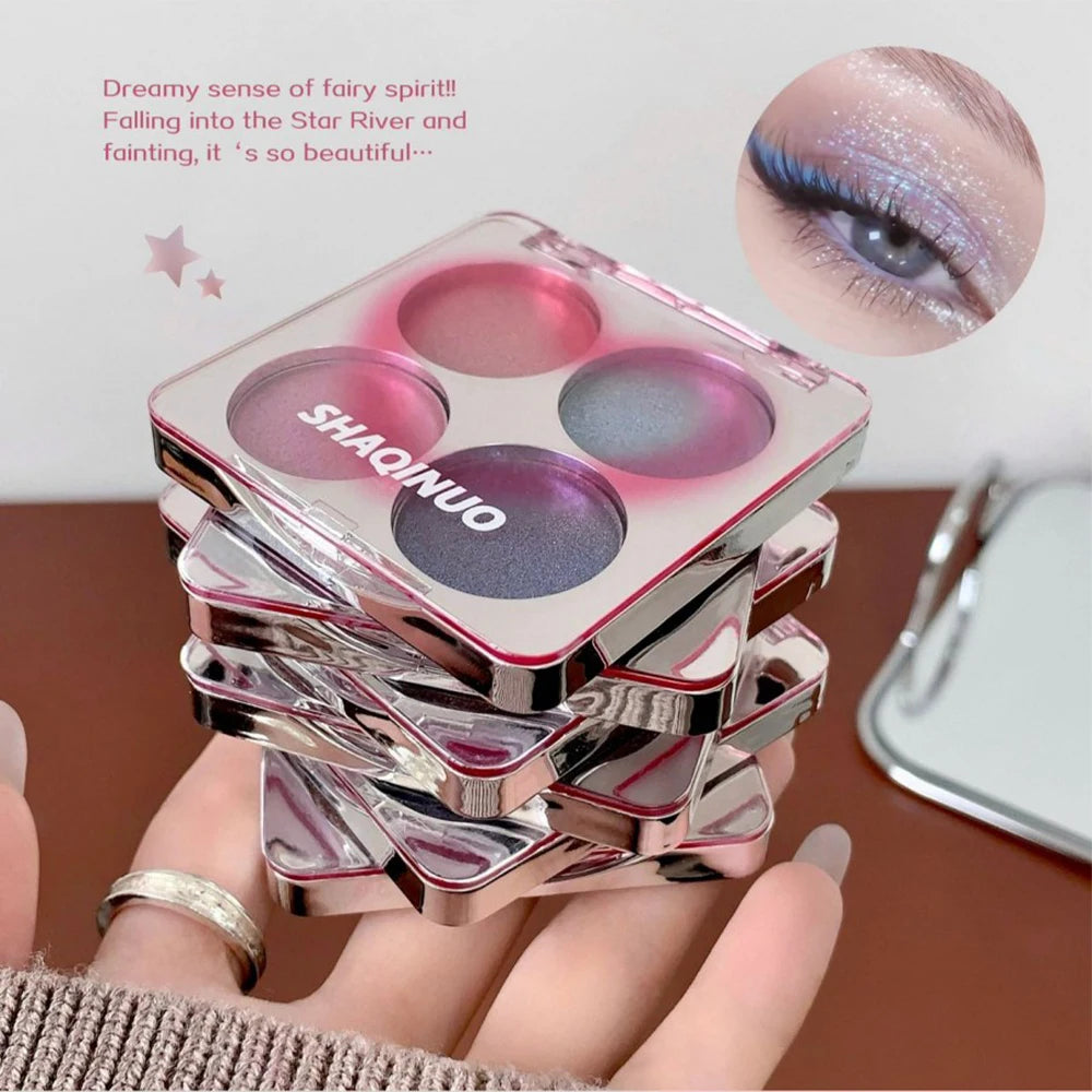 4-Color Shimmer Eyeshadow Palette for Sparkling Fairy Eye Looks