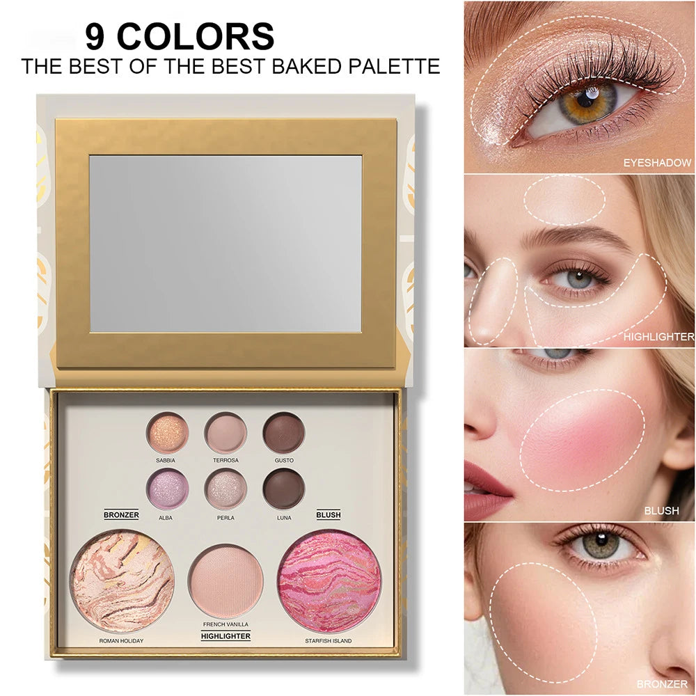 All-in-One 9-Color Face and Eye Makeup Palette