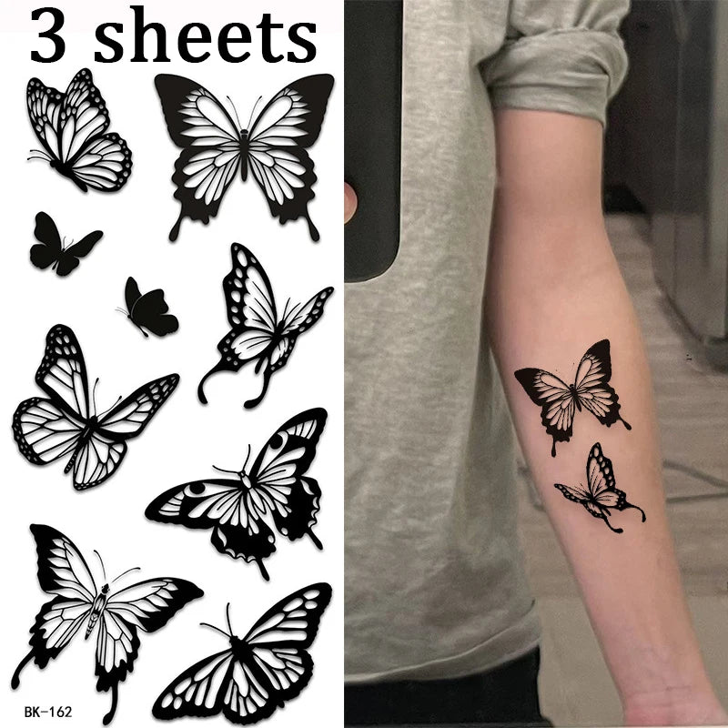 Semi-Permanent Butterfly Temporary Tattoo Set - 5