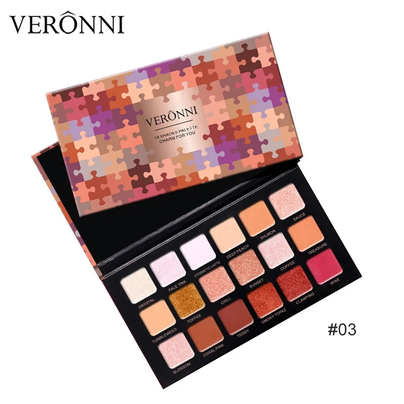 18-Color Waterproof Long-Lasting Eyeshadow Palette