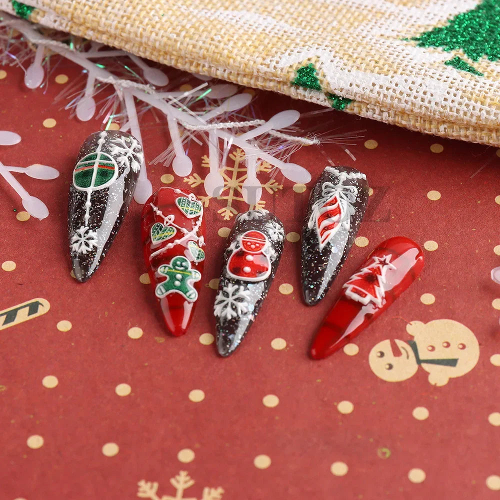 5D Embossed Christmas Nail Art Stickers
