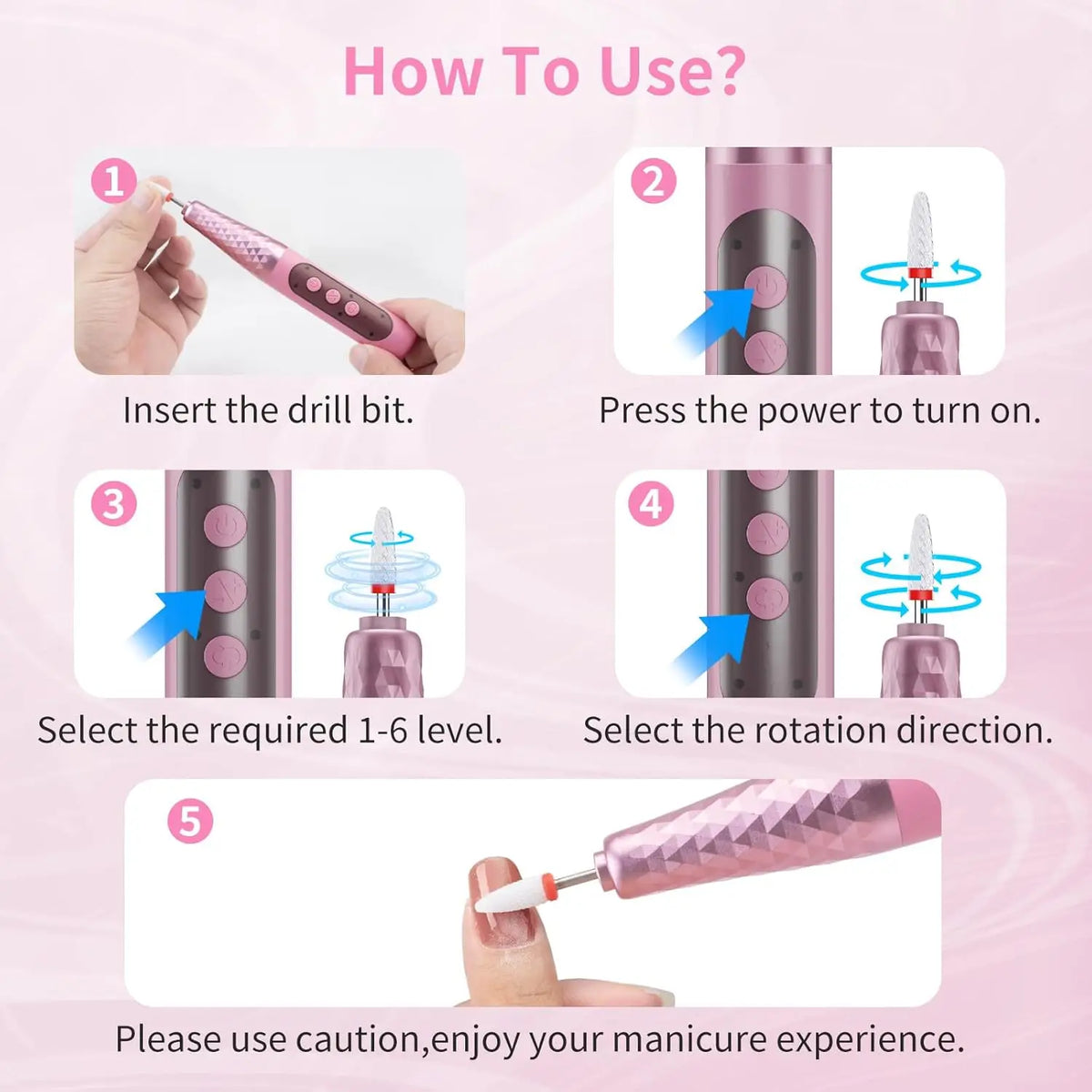 Portable Cordless Electric Nail Drill Kit