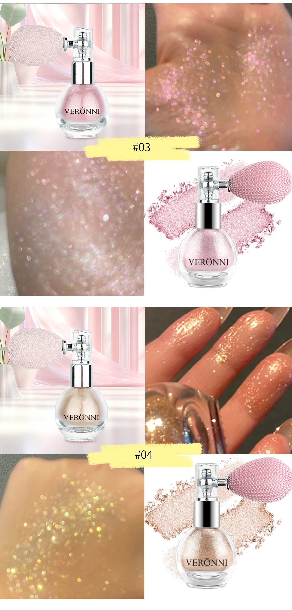 High Gloss Shimmer Glitter Body Highlighter Spray - 12