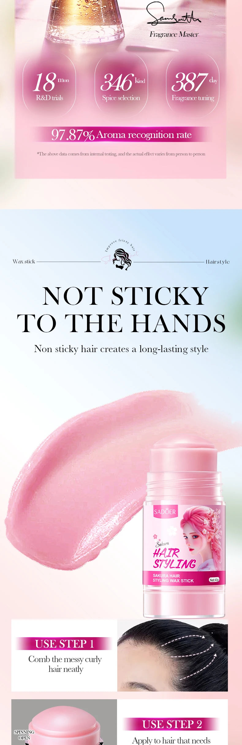 Anti-Frizz Hair Styling Wax Stick for Sleek Hairstyles