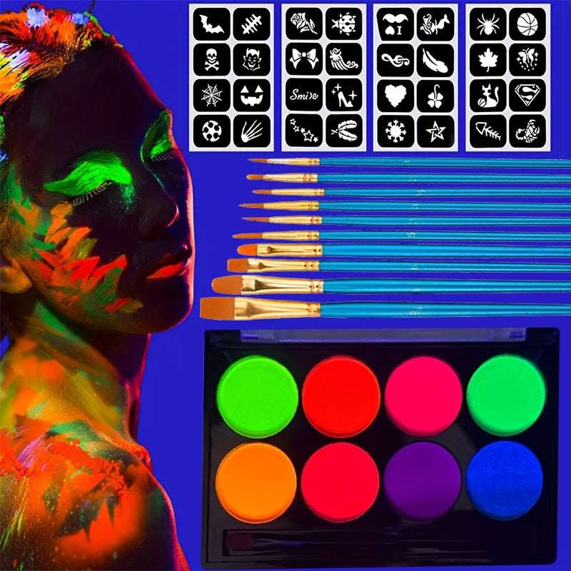 UV Glow Fluorescent Face and Body Paint Kit
