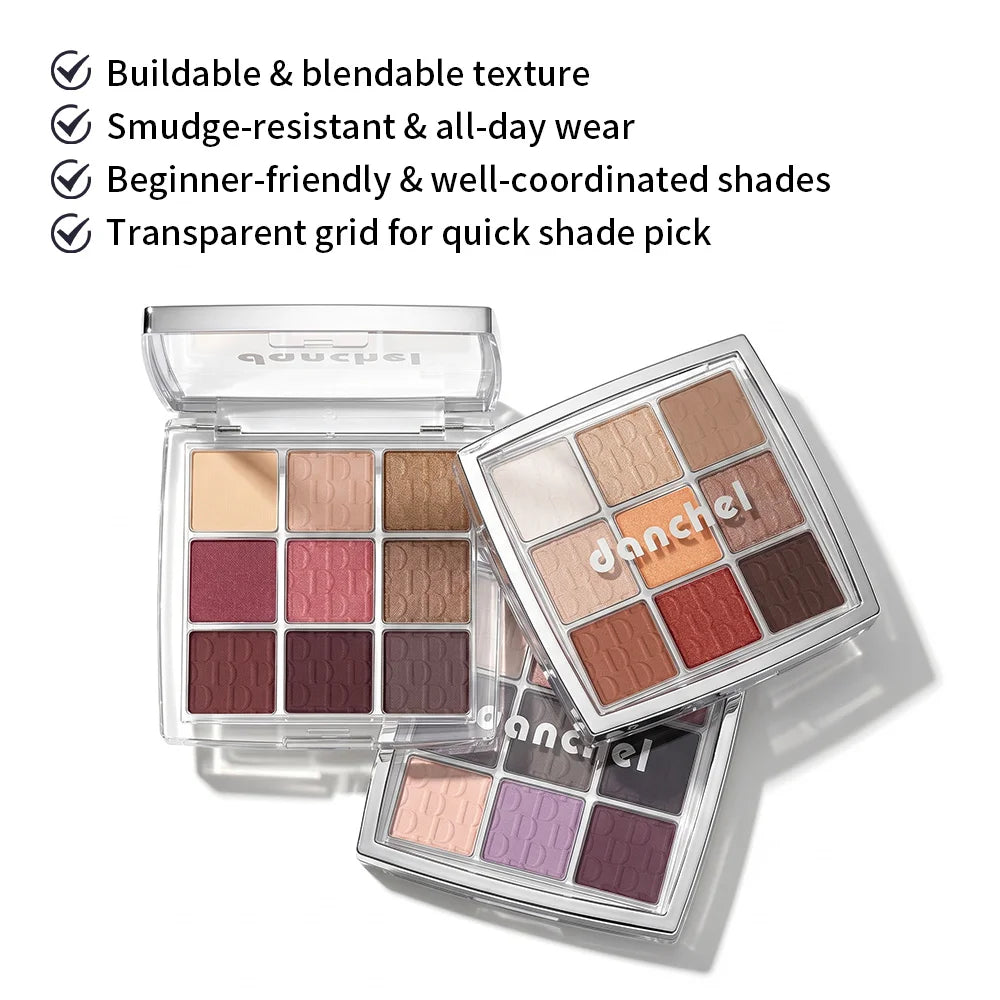 9-Color Professional Eyeshadow Palette for Daily and Party Looks