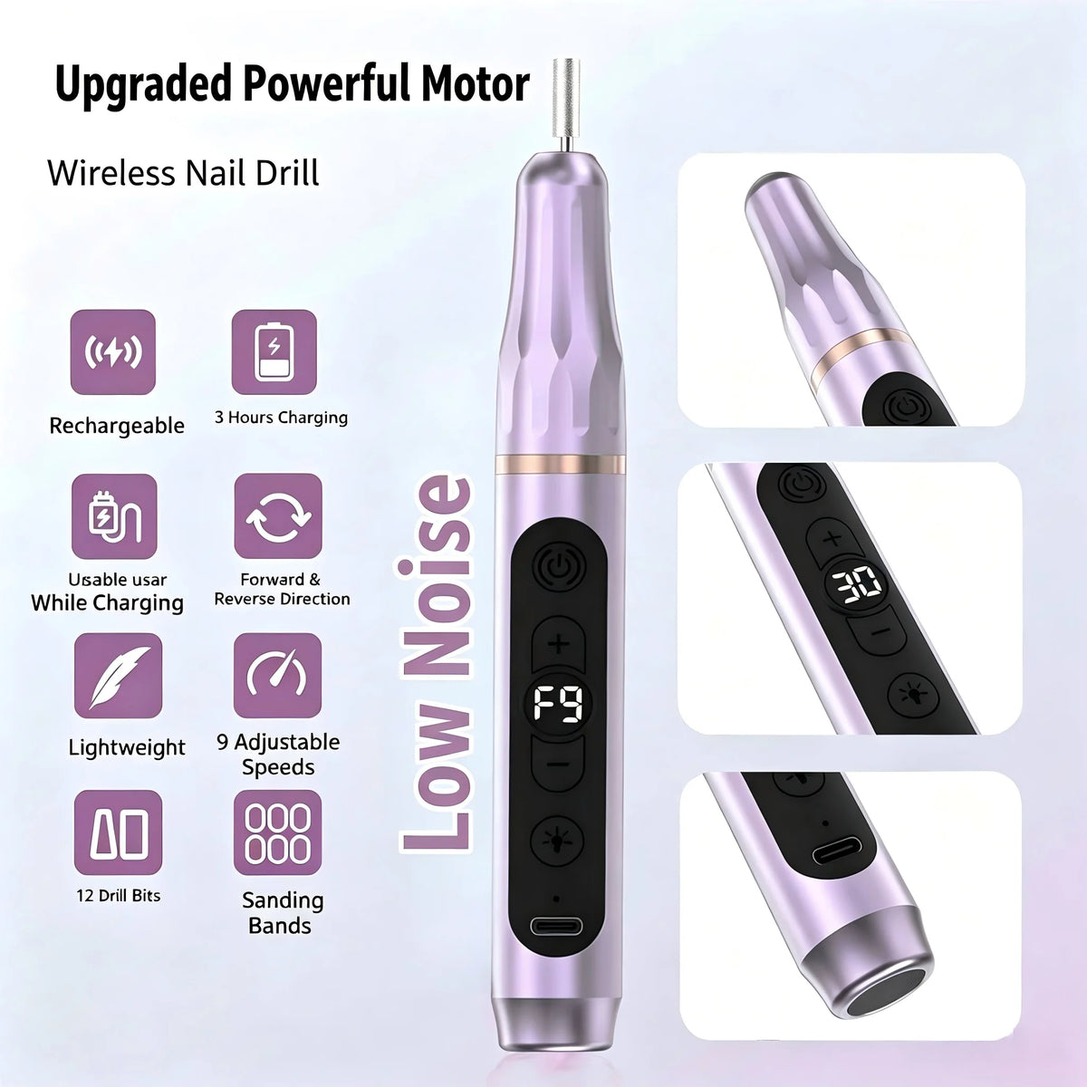 Portable Electric Nail Drill and UV Light Kit