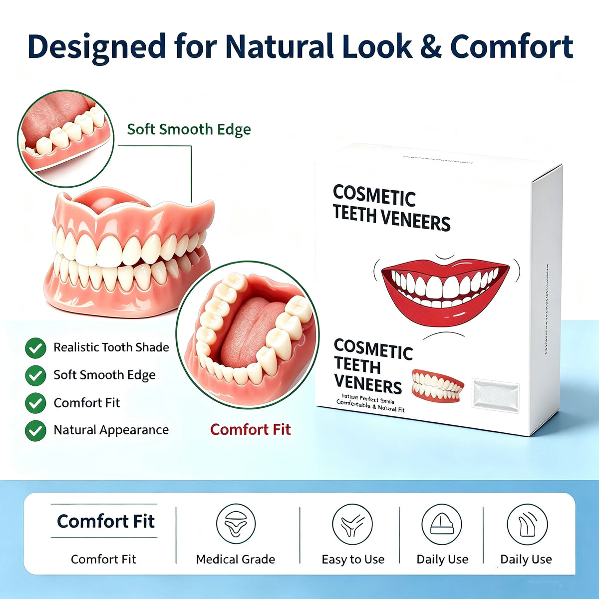 Comfortable Silicone Denture Set for Daily Use