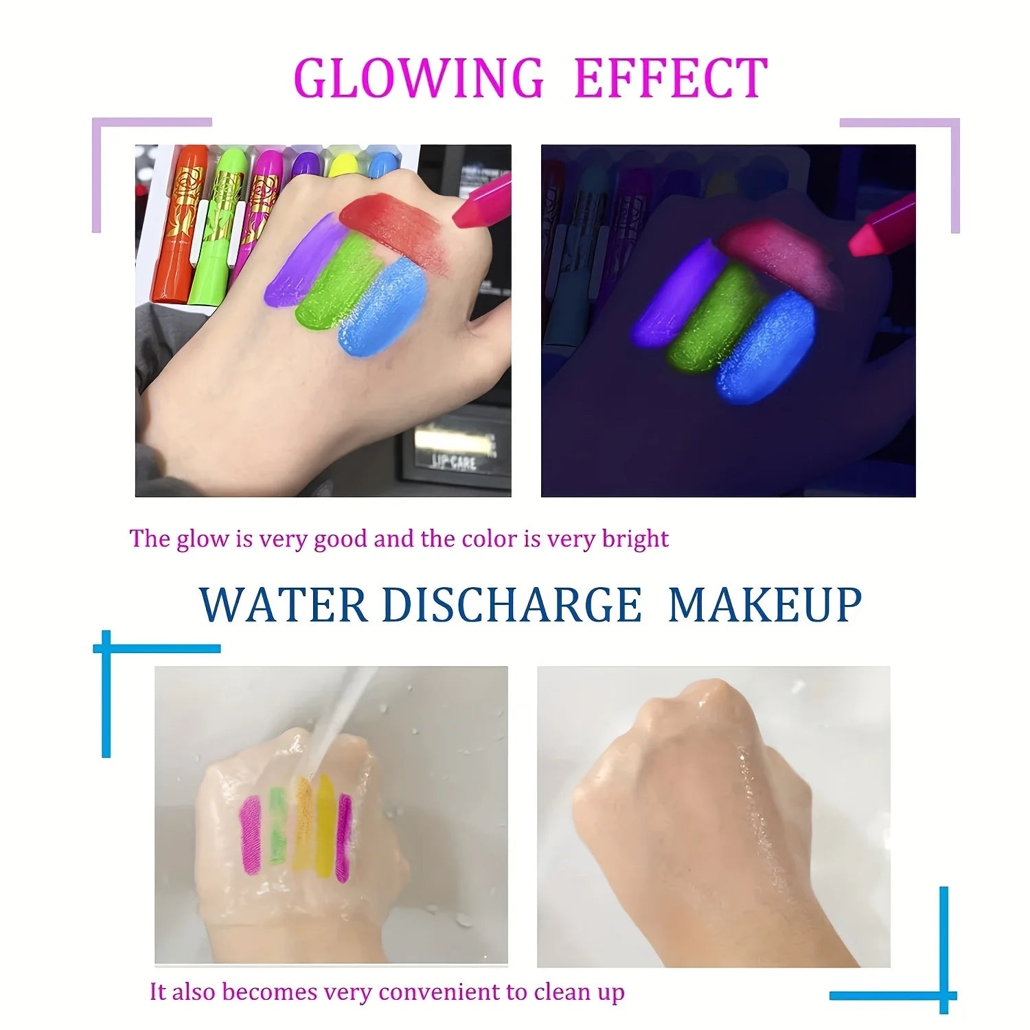 UV Neon Glow-in-the-Dark Face and Body Paint Kit - 16