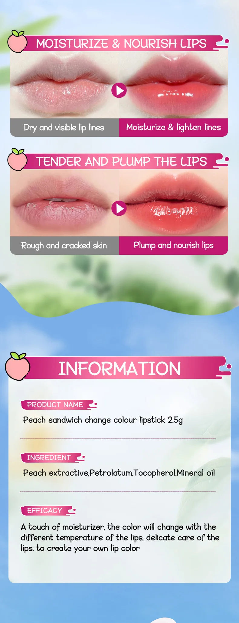 Color-Changing Fruit Moisturizing Lip Balm