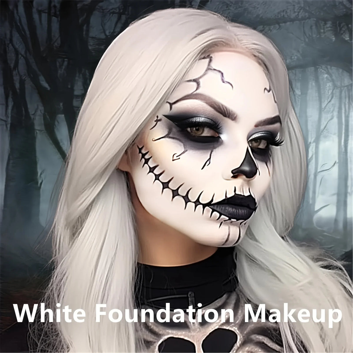White Liquid Foundation and Black Lipstick Set for Cosplay