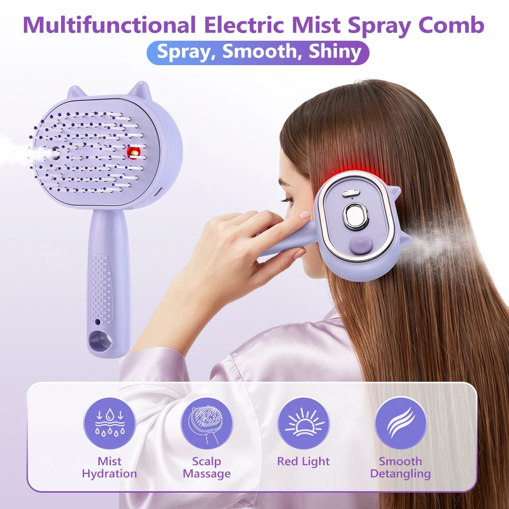 3-in-1 Hydrating Steam Hair Brush and Scalp Massager