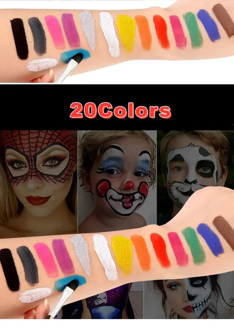 20-Color Professional Face and Body Painting Palette - 12