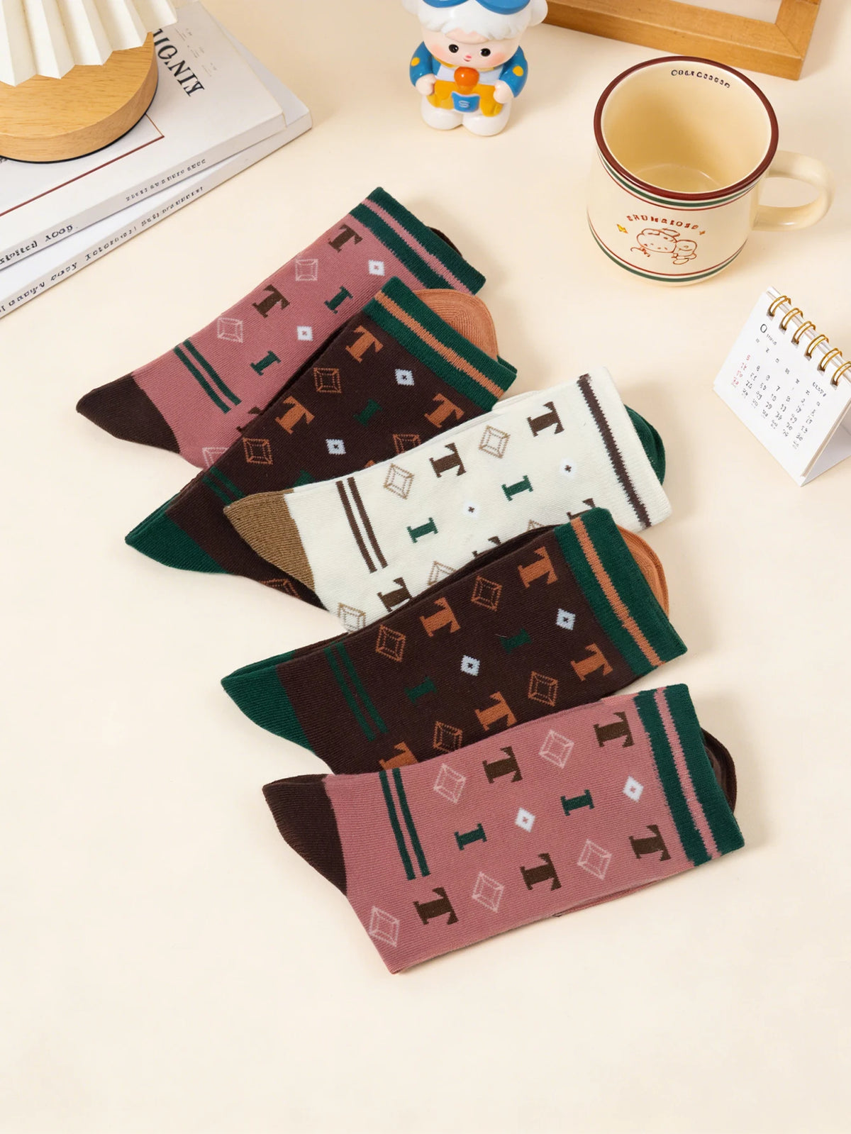 Trendy Teddy Bear Crew Socks for Men