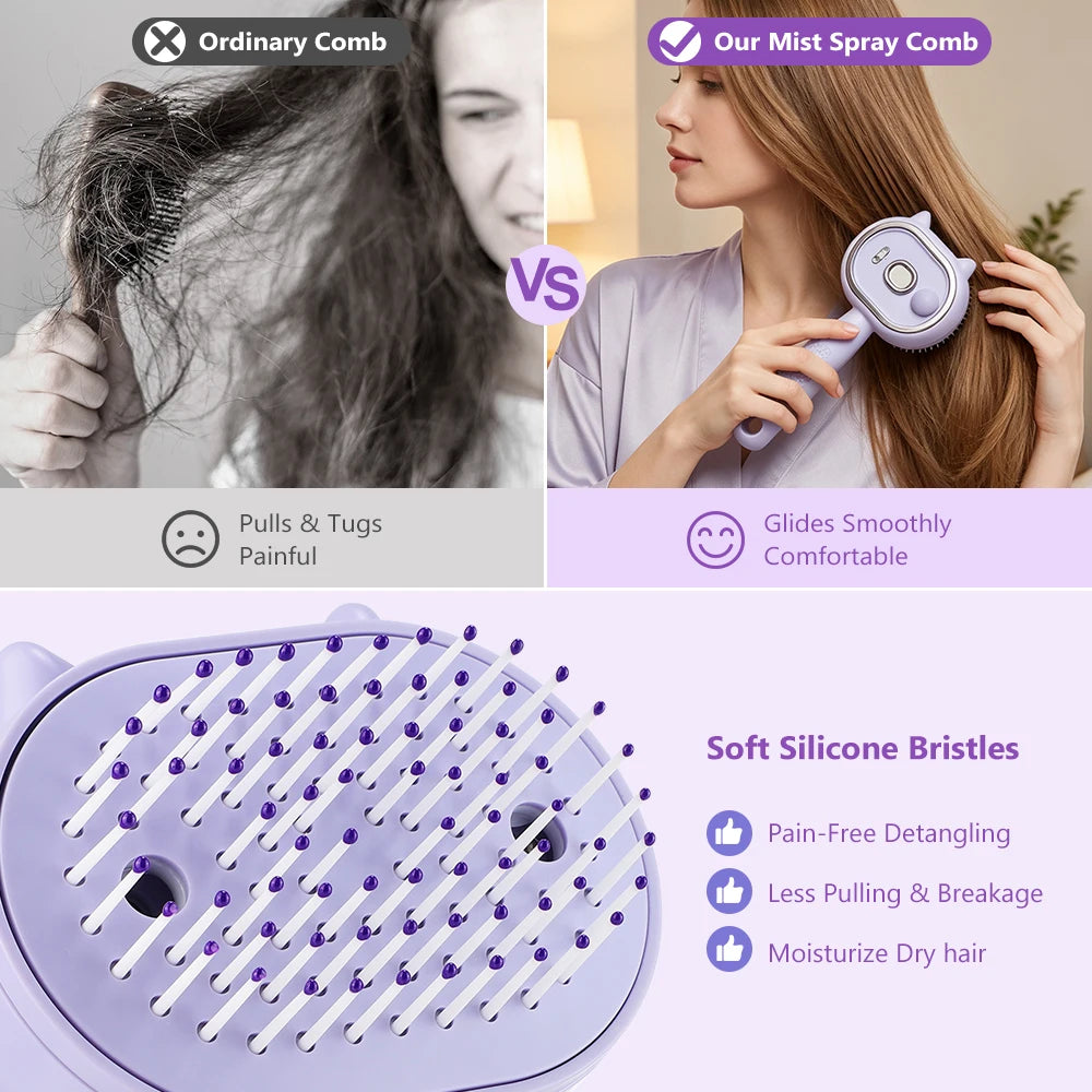 3-in-1 Hydrating Steam Hair Brush and Scalp Massager - 11