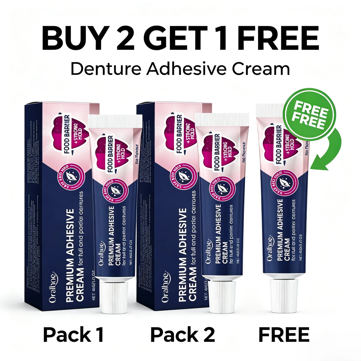Strong Hold Denture Adhesive Cream for All-Day Comfort