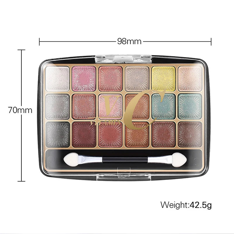 18-Color Glitter and Matte Eyeshadow Makeup Palette - 6
