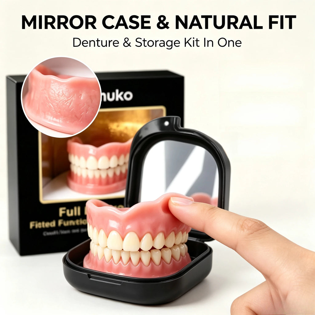 Instant Snap-On Cosmetic Dentures with Storage Case