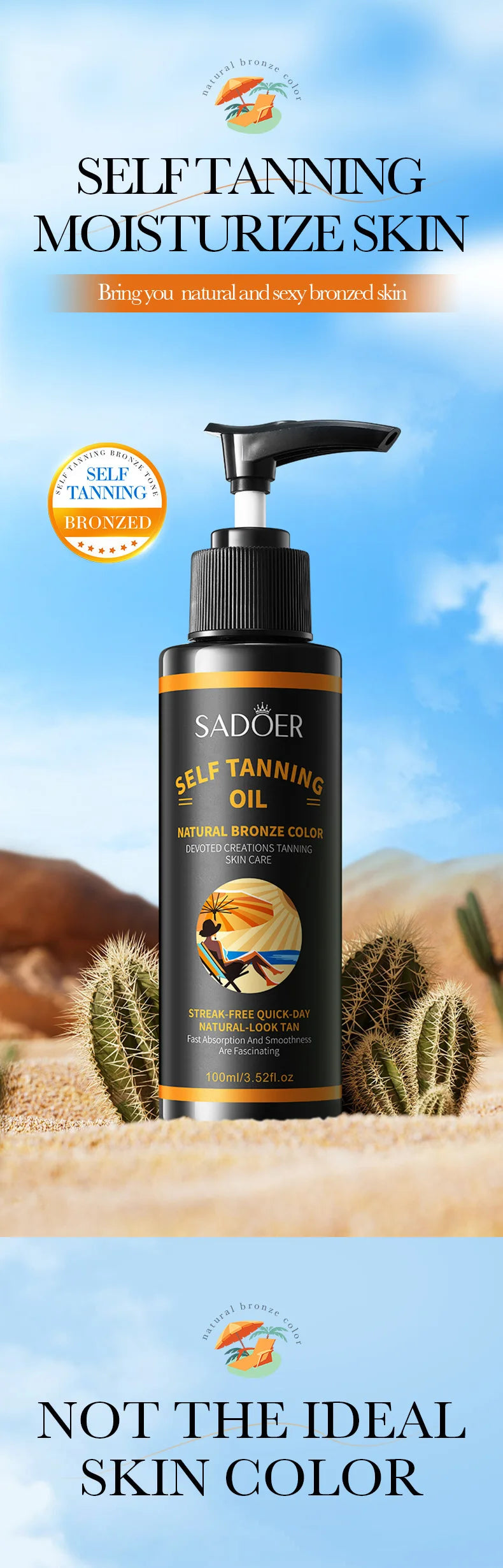 Streak-Free Self Tanning Bronzing Oil for Radiant Skin - 8