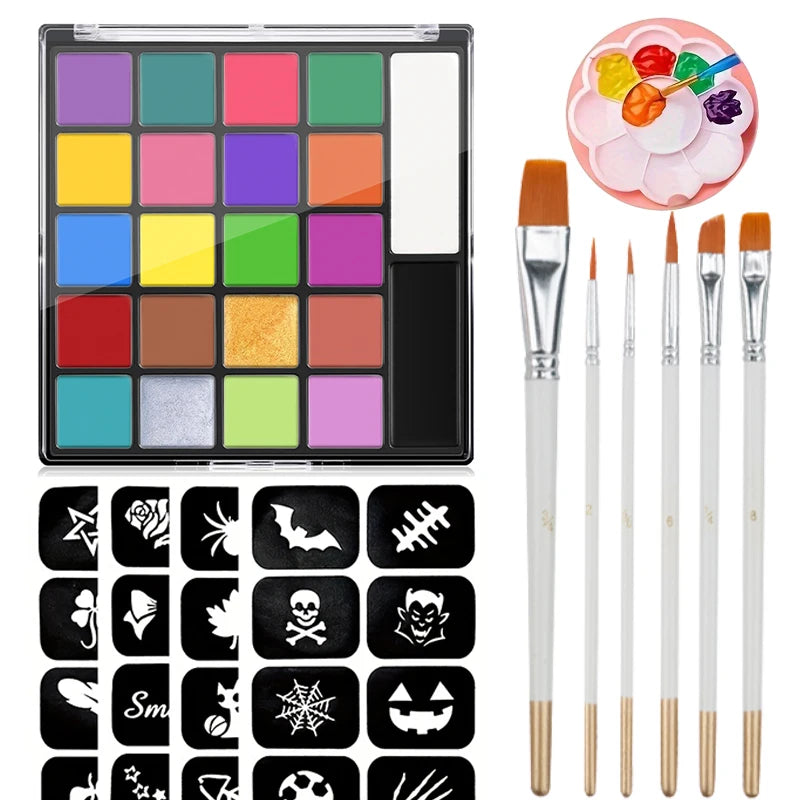 22-Color Professional Face and Body Paint Palette for Costumes