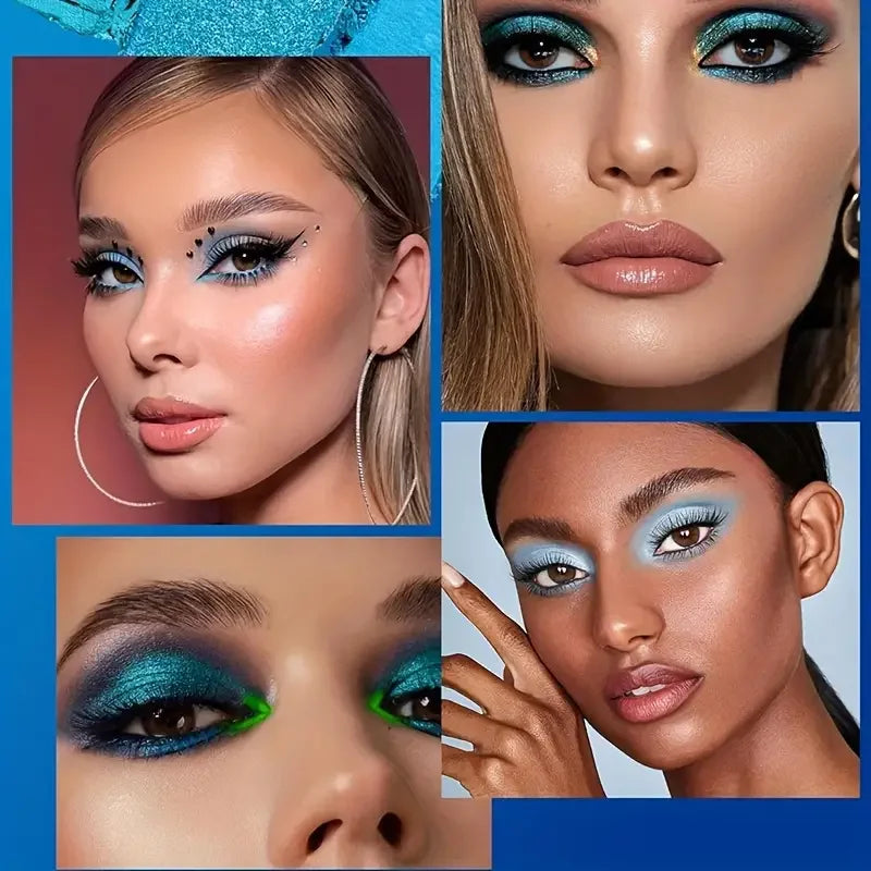 9-Color Blue Eyeshadow Palette for Bold Eye Looks