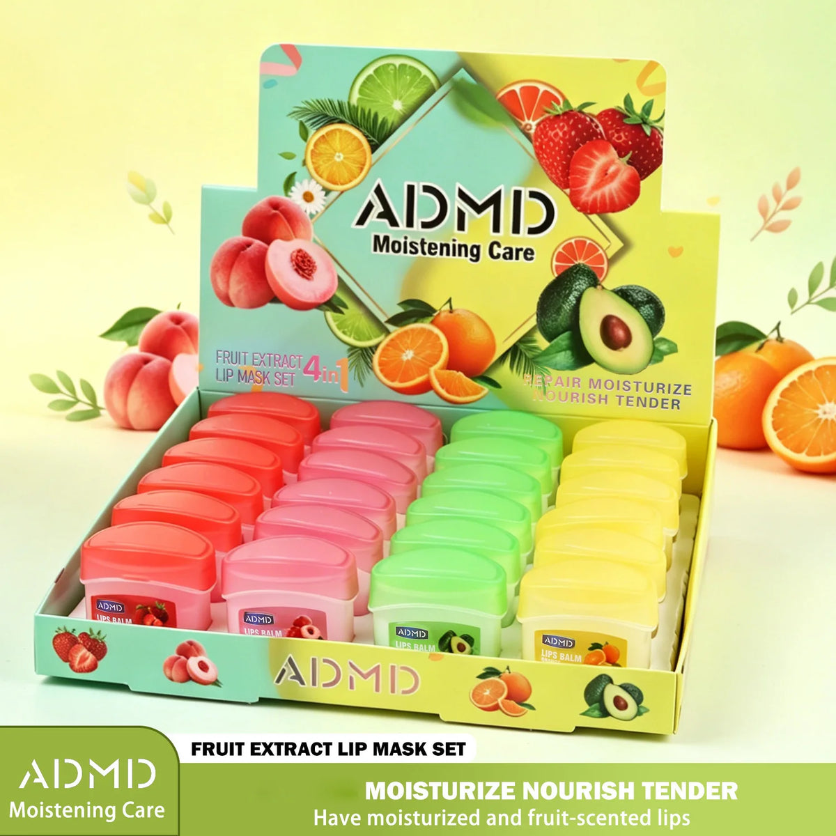 24-Piece Fruit Extract Moisturizing Lip Balm Set