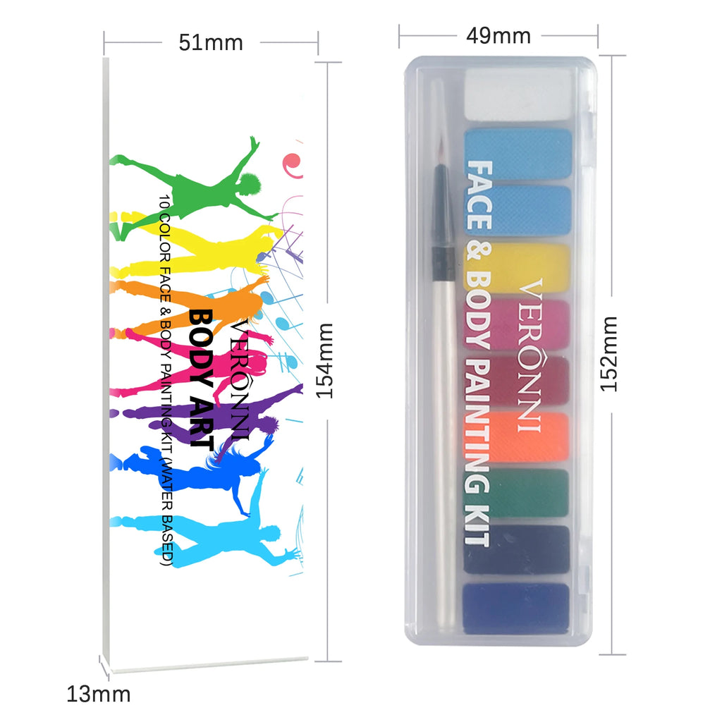 10-Color UV Glow Face and Body Paint Palette